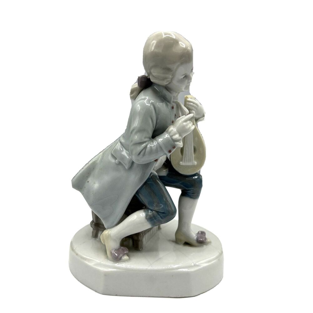 Gentleman with Instrument Porcelain Figurine 5.5" Statue - See Makers Mark